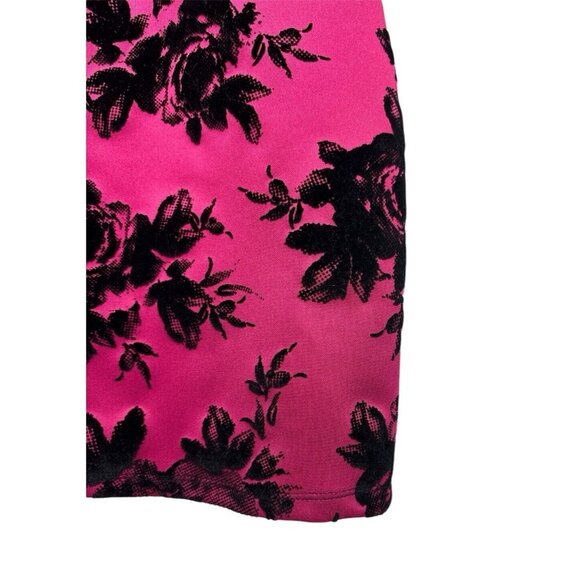 90s Pink Halter Dress Size Small Black Velvet Flowers Lace Mini Semi Formal HOCO - Picture 5 of 10